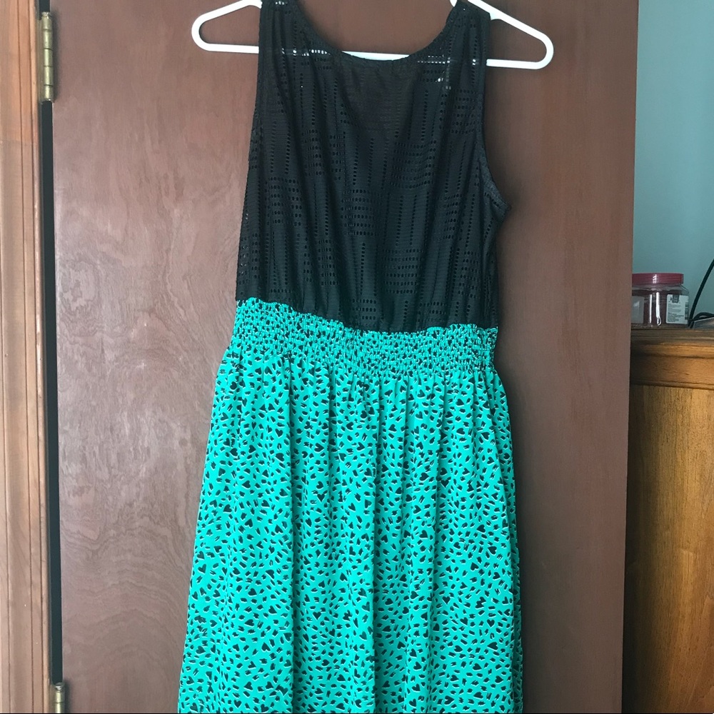 Black and teal summer dress.